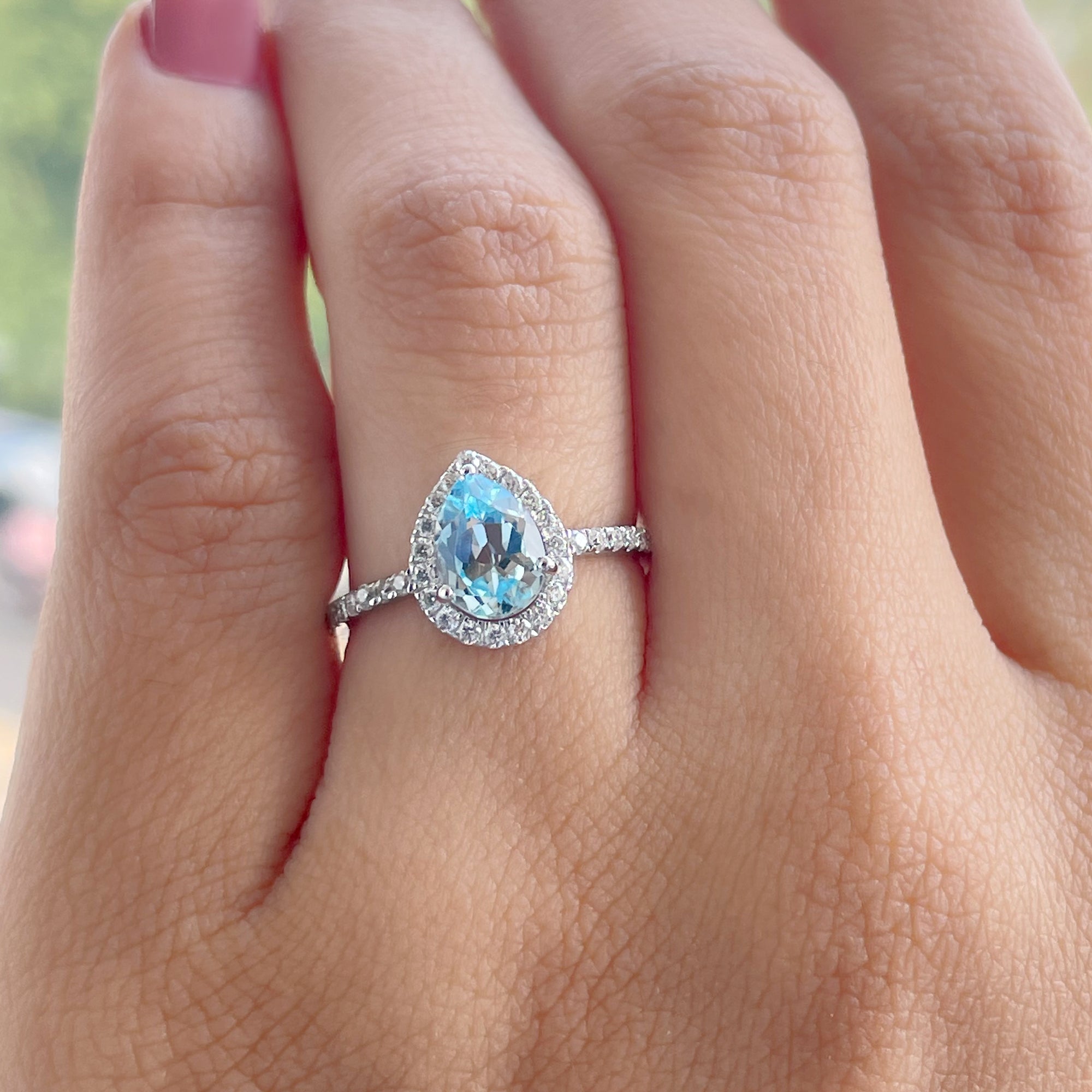 Blue Topaz good Diamond Ring