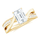 Emerald Cut Solitaire Moissanite Infinity Engagement Ring Moissanite - ( D-VS1 ) - Color and Clarity - Rosec Jewels