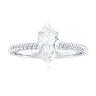 Marquise Cut Moissanite Solitaire Ring with Gold Twisted Rope Moissanite - ( D-VS1 ) - Color and Clarity - Rosec Jewels