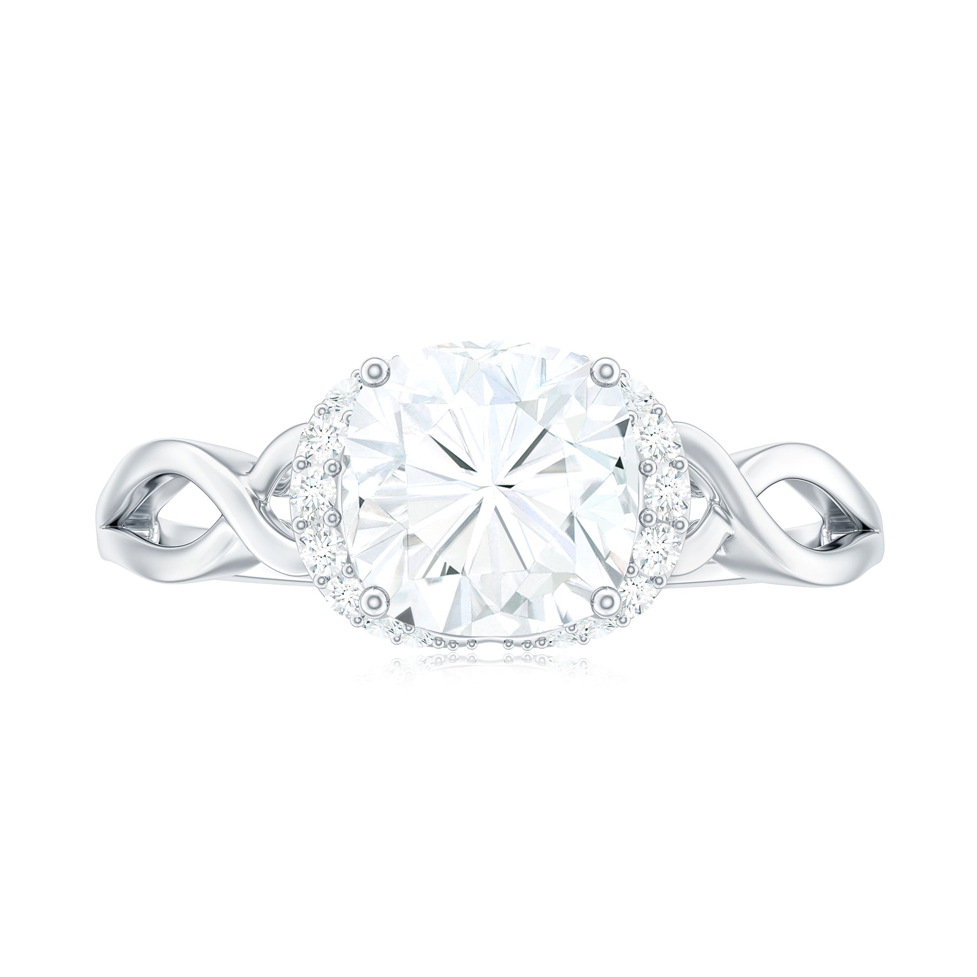 Cushion Cut Moissanite Solitaire Infinity Ring in Gold Moissanite - ( D-VS1 ) - Color and Clarity - Rosec Jewels