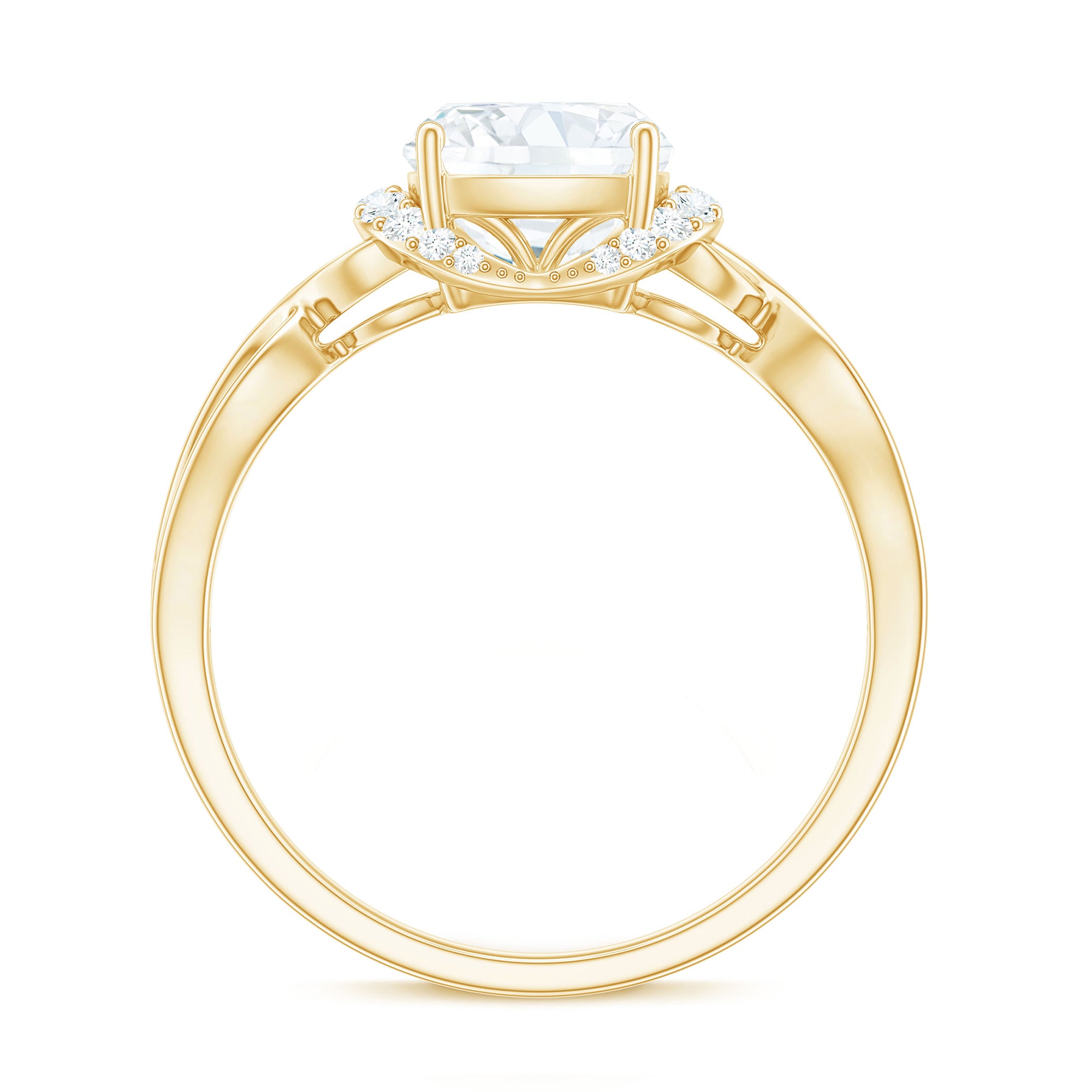 Cushion Cut Moissanite Solitaire Infinity Ring in Gold Moissanite - ( D-VS1 ) - Color and Clarity - Rosec Jewels