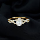 Pear Shaped Moissanite Crossover Engagement Ring in Gold Moissanite - ( D-VS1 ) - Color and Clarity - Rosec Jewels