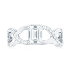 Emerald Cut Certified Moissanite Infinity Style Engagement Ring Moissanite - ( D-VS1 ) - Color and Clarity - Rosec Jewels