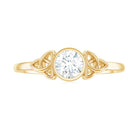 Round Moissanite Solitaire Celtic Knot Ring in Bezel Setting Moissanite - ( D-VS1 ) - Color and Clarity - Rosec Jewels