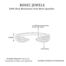 Open Cuff Ring with Pave Set Moissanite Moissanite - ( D-VS1 ) - Color and Clarity - Rosec Jewels