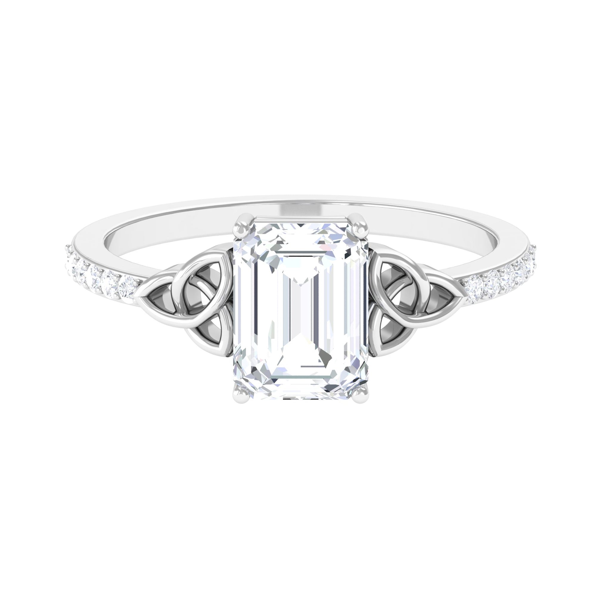 Certified Moissanite Solitaire Ring with Celtic Knot Moissanite - ( D-VS1 ) - Color and Clarity - Rosec Jewels