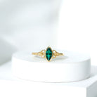 Marquise Lab Grown Emerald Solitaire Celtic Knot Ring Lab Created Emerald - ( AAAA ) - Quality - Rosec Jewels