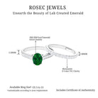Oval Shape Lab Grown Emerald and Moissanite Bridal Ring Set Lab Created Emerald - ( AAAA ) - Quality - Rosec Jewels
