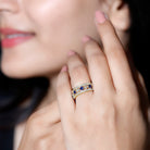 2.25 CT Created Blue Sapphire and Diamond Vintage Wedding Band Ring Lab Created Blue Sapphire - ( AAAA ) - Quality - Rosec Jewels