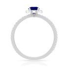 1.25 CT Created Blue Sapphire and Diamond Engagement Ring Lab Created Blue Sapphire - ( AAAA ) - Quality - Rosec Jewels