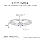 Natural Diamond Three Stone Ring with Beaded Details Diamond - ( HI-SI ) - Color and Clarity - Rosec Jewels