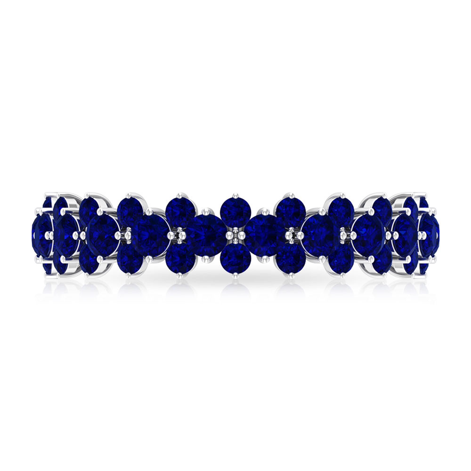 3.75 CT Prong Set Lab-Created Blue Sapphire Full Eternity Band Ring Lab Created Blue Sapphire - ( AAAA ) - Quality - Rosec Jewels