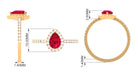 Created Ruby Halo Engagement Ring With Diamond Accent Lab Created Ruby - ( AAAA ) - Quality - Rosec Jewels