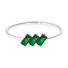 Baguette Cut Lab Grown Emerald Three Stone Promise Ring Lab Created Emerald - ( AAAA ) - Quality - Rosec Jewels