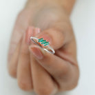 Baguette Cut Lab Grown Emerald Three Stone Promise Ring Lab Created Emerald - ( AAAA ) - Quality - Rosec Jewels