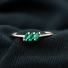 Baguette Cut Lab Grown Emerald Three Stone Promise Ring Lab Created Emerald - ( AAAA ) - Quality - Rosec Jewels