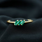 Baguette Cut Lab Grown Emerald Three Stone Promise Ring Lab Created Emerald - ( AAAA ) - Quality - Rosec Jewels