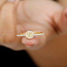 Citrine and Diamond Halo Engagement Ring with Side Stones Citrine - ( AAA ) - Quality - Rosec Jewels
