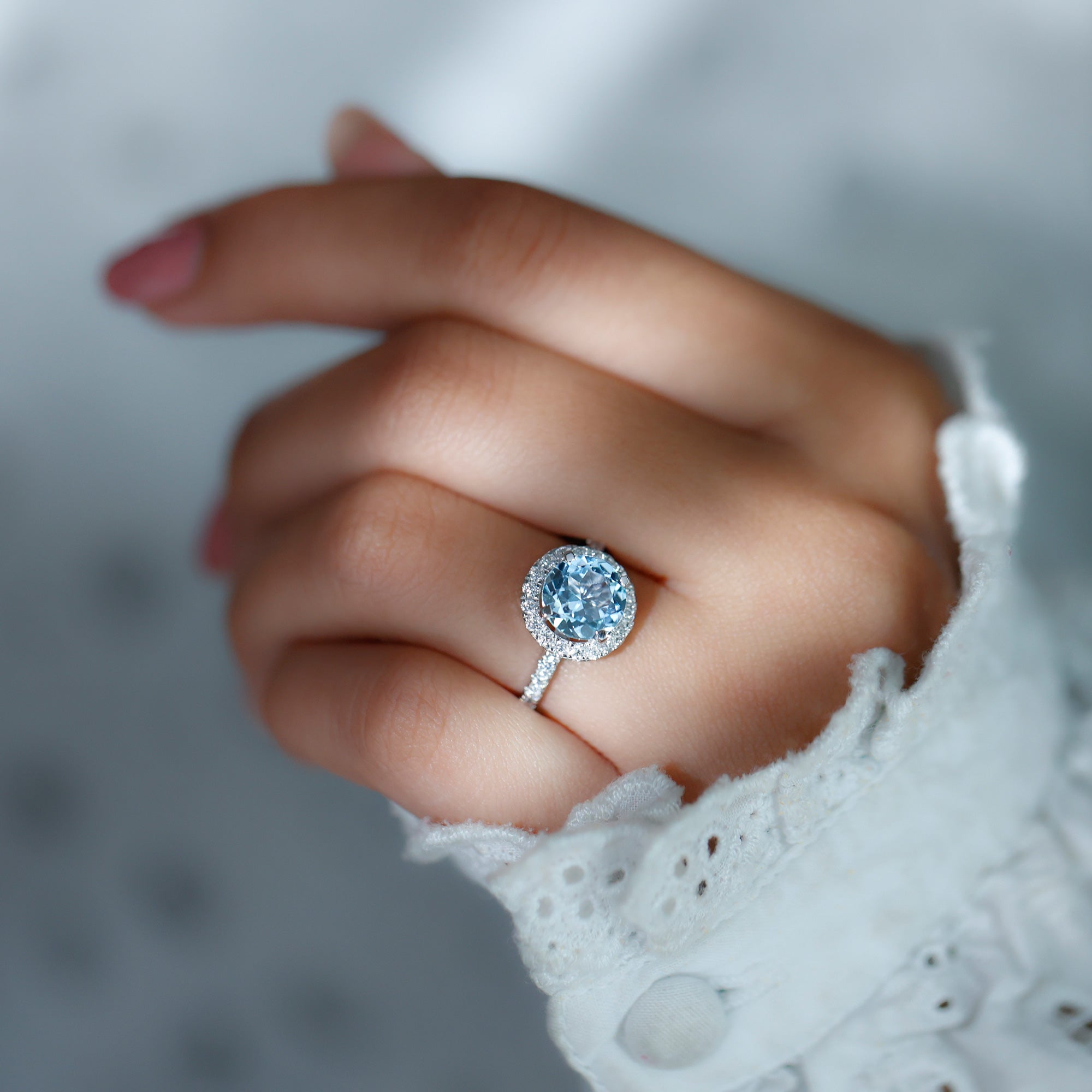 Rose Gold Sky Blue Topaz Engagement Ring, Sky Blue selling Topaz Wedding Ring, Natural Sky Blue Topaz Ring, Halo Ring, Anniversary Ring,Gift For Her