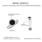 Lab Grown Black Diamond and Moissanite Halo Wedding Ring Set Lab Created Black Diamond - ( AAAA ) - Quality - Rosec Jewels