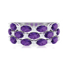 3.50 CT Amethyst and Moissanite Three Row Wedding Band Amethyst - ( AAA ) - Quality - Rosec Jewels