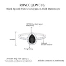 Pear Cut Black Spinel Solitaire Ring with Diamond Accent Black Spinel - ( AAA ) - Quality - Rosec Jewels