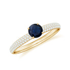 Blue Sapphire Ring with Diamond Simple Engagement Ring Blue Sapphire - ( AAA ) - Quality - Rosec Jewels