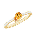 Real Citrine Solitaire Promise Ring with Diamond Side Stones Citrine - ( AAA ) - Quality - Rosec Jewels