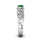 Solitaire Emerald and Diamond Vintage Band Ring Emerald - ( AAA ) - Quality - Rosec Jewels