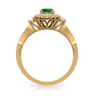 Emerald and Diamond Vintage Engagement Ring Emerald - ( AAA ) - Quality - Rosec Jewels