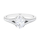 Oval Cut Moissanite Split Shank Engagement Ring Moissanite - ( D-VS1 ) - Color and Clarity - Rosec Jewels