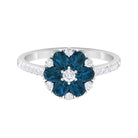 Natural London Blue Topaz and Diamond Flower Engagement Ring London Blue Topaz - ( AAA ) - Quality - Rosec Jewels
