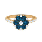 Natural London Blue Topaz and Diamond Flower Engagement Ring London Blue Topaz - ( AAA ) - Quality - Rosec Jewels