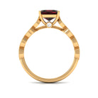 3.25 CT Asscher Cut Garnet Engagement Ring with Diamond Side Stones Garnet - ( AAA ) - Quality - Rosec Jewels