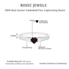 Three Stone Engagement Ring with Heart Shape Garnet and Diamond Garnet - ( AAA ) - Quality - Rosec Jewels