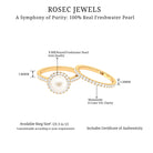 Freshwater Pearl and Moissanite Halo Wedding Ring Set in Gold Freshwater Pearl - ( AAA ) - Quality - Rosec Jewels