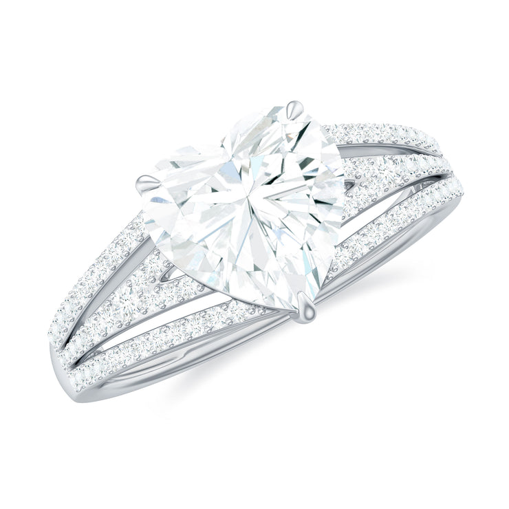 Split Shank Moissanite Heart Designer Engagement Ring