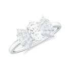 Oval Cut Moissanite Solitaire Designer Engagement Ring in Gold Moissanite - ( D-VS1 ) - Color and Clarity - Rosec Jewels