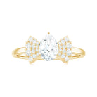 Pear Shaped Moissanite Solitaire Designer Engagement Ring in Gold Moissanite - ( D-VS1 ) - Color and Clarity - Rosec Jewels