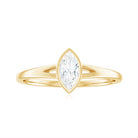 Bezel Set Marquise Cut Moissanite Solitaire Promise Ring in Spilt Shank Moissanite - ( D-VS1 ) - Color and Clarity - Rosec Jewels