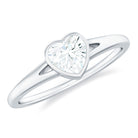 Bezel Set Heart Shape Moissanite Solitaire Promise Ring in Spilt Shank Moissanite - ( D-VS1 ) - Color and Clarity - Rosec Jewels