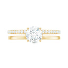 Round Cut Solitaire Moissanite Engagement Double Band Ring Moissanite - ( D-VS1 ) - Color and Clarity - Rosec Jewels