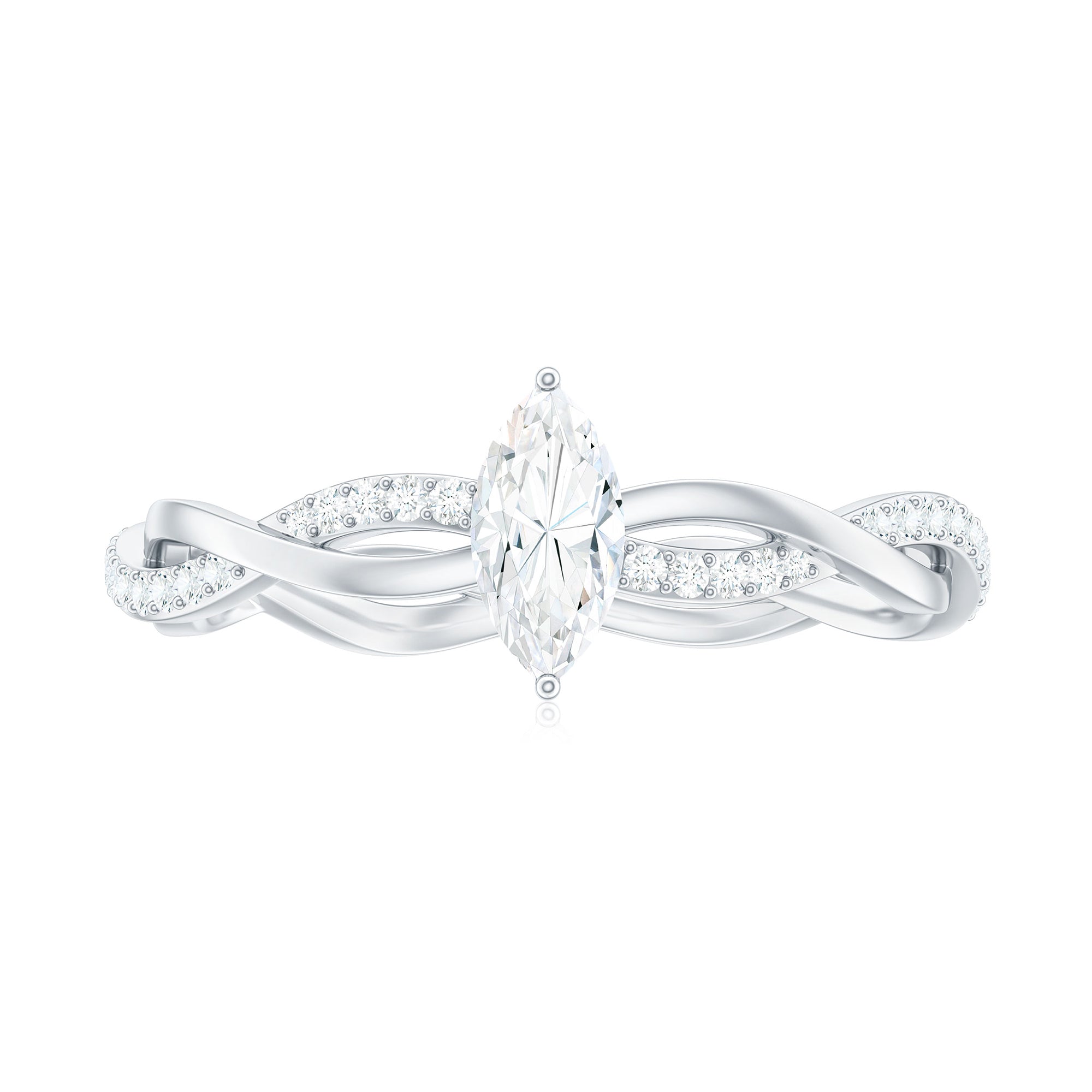 Marquise Cut Moissanite Solitaire Braided Promise Ring Moissanite - ( D-VS1 ) - Color and Clarity - Rosec Jewels