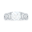 Cushion Cut Moissanite Solitaire Antique Style Ring in Gold Moissanite - ( D-VS1 ) - Color and Clarity - Rosec Jewels