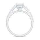 Emerald Cut Moissanite Solitaire Engagement Ring with Side Stones Moissanite - ( D-VS1 ) - Color and Clarity - Rosec Jewels