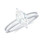 Marquise Cut Moissanite Solitaire Ring with Beaded Details Moissanite - ( D-VS1 ) - Color and Clarity - Rosec Jewels