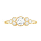 Round Shape Moissanite Designer Ring in Gold Moissanite - ( D-VS1 ) - Color and Clarity - Rosec Jewels