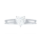 Heart Shape Moissanite Solitaire Ring with Beaded Details Moissanite - ( D-VS1 ) - Color and Clarity - Rosec Jewels