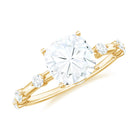 Large Cushion Cut Moissanite Solitaire Engagement Ring in Gold Moissanite - ( D-VS1 ) - Color and Clarity - Rosec Jewels