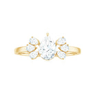 Pear Cut Moissanite Solitaire Engagement Ring with Trio Moissanite - ( D-VS1 ) - Color and Clarity - Rosec Jewels